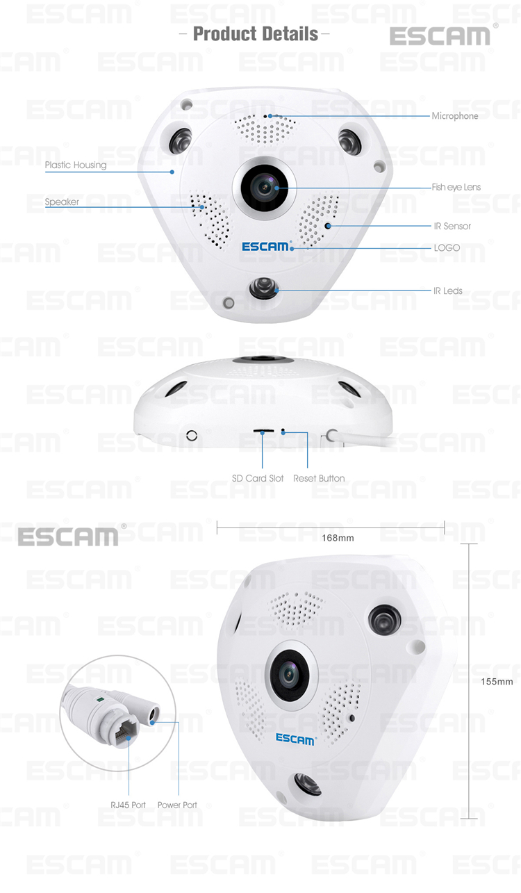 ESCAM-Fisheye-Camera-Support-VR-QP180-Shark-960P-IP-WiFi-Camera-13MP-360-Degree-Panoramic-Infrared-N-1083170-8