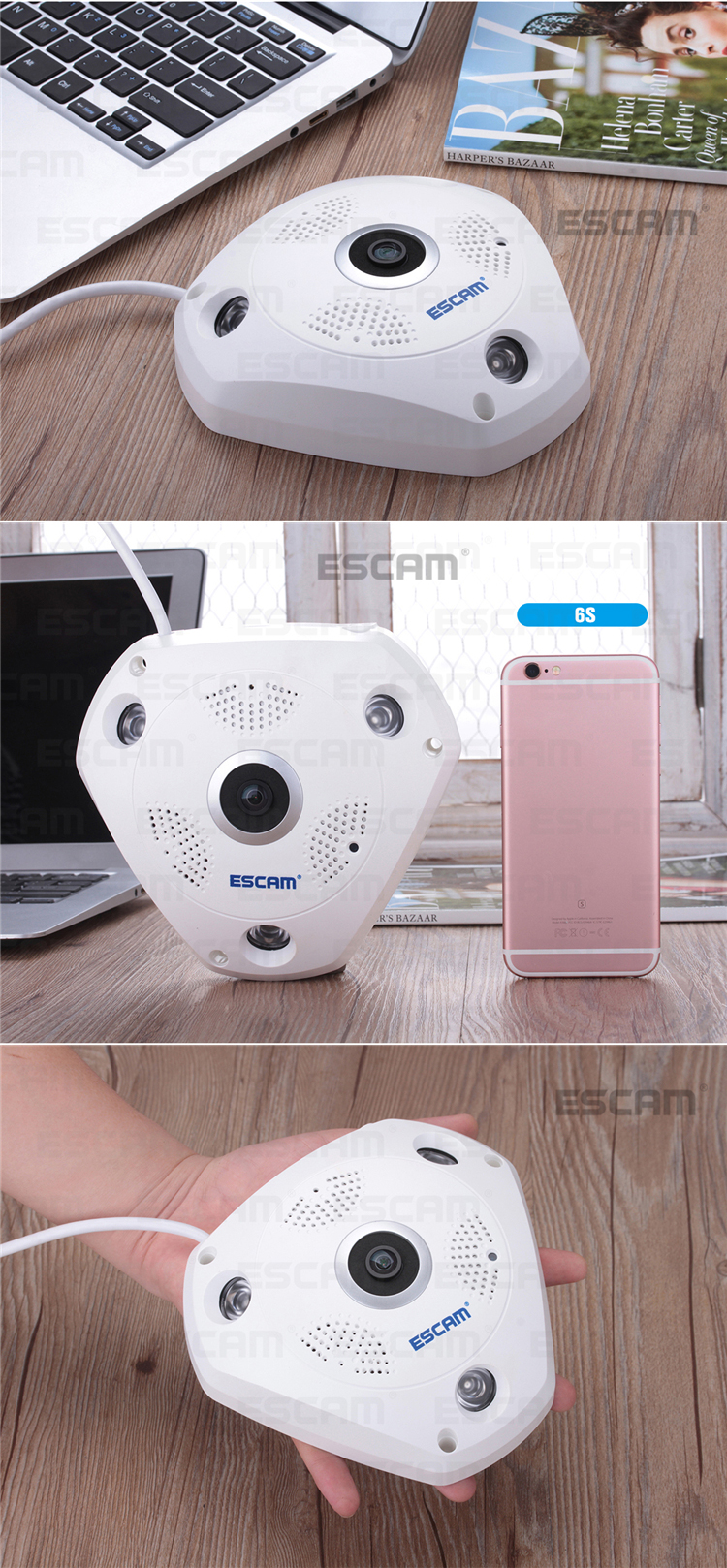 ESCAM-Fisheye-Camera-Support-VR-QP180-Shark-960P-IP-WiFi-Camera-13MP-360-Degree-Panoramic-Infrared-N-1083170-9