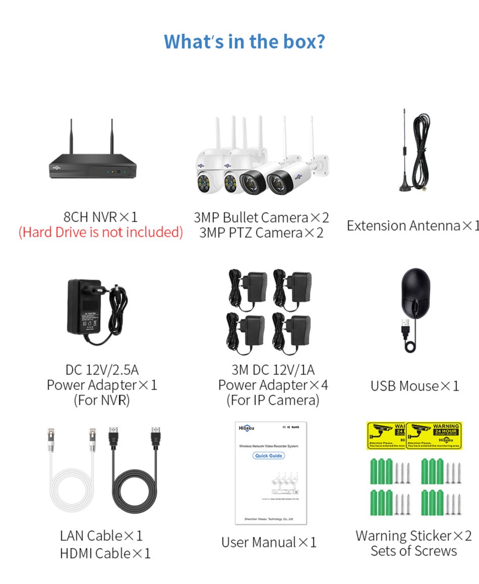 Hiseeu-Wireless-8CH-4PCS-3MP-Two-Way-Audio-Security-PTZ-5X-Digital-Zoom-Outdoor--Bullet-WIFI-IP-Came-1821410-12