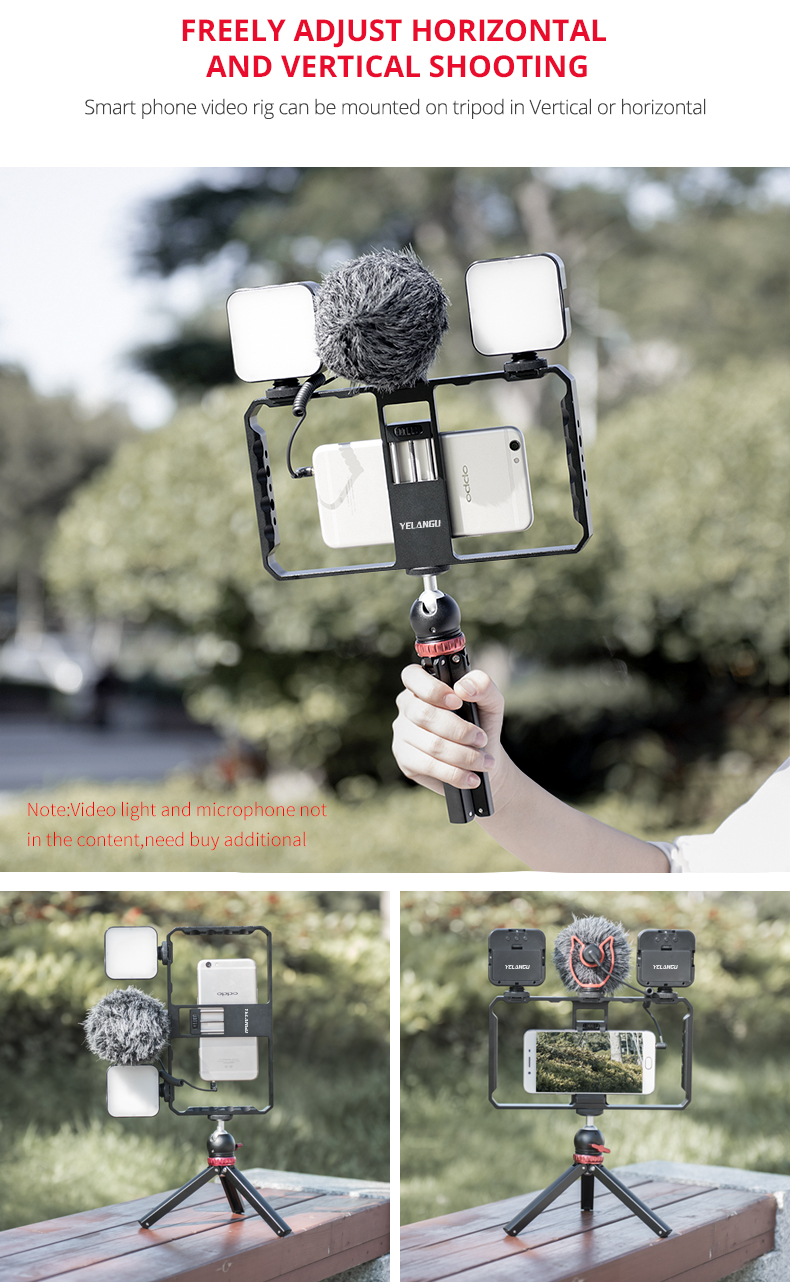 YELANGU-PC06-Vlogging-Live-Broadcast-Smartphone-Metal-Cage-Video-Rig-Filmmaking-Recording-Handle-Sta-1829025-2