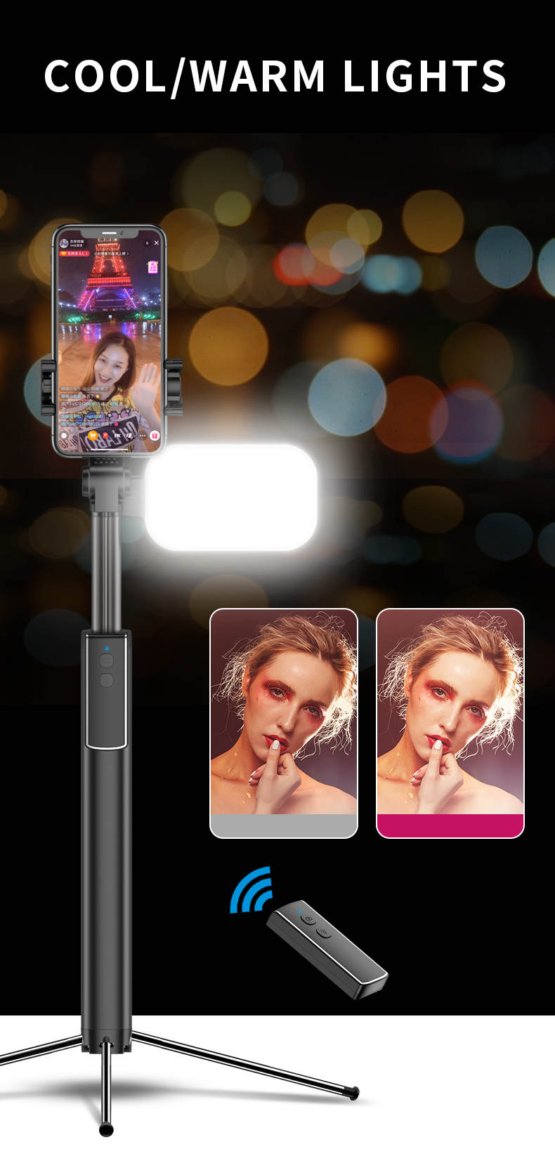 Bakeey-360-Degree-Rotating-Mini-Telescopic-bluetooth-Smart-Timer-Selfie-Stick-with-LED-Fill-Light-1916802-3