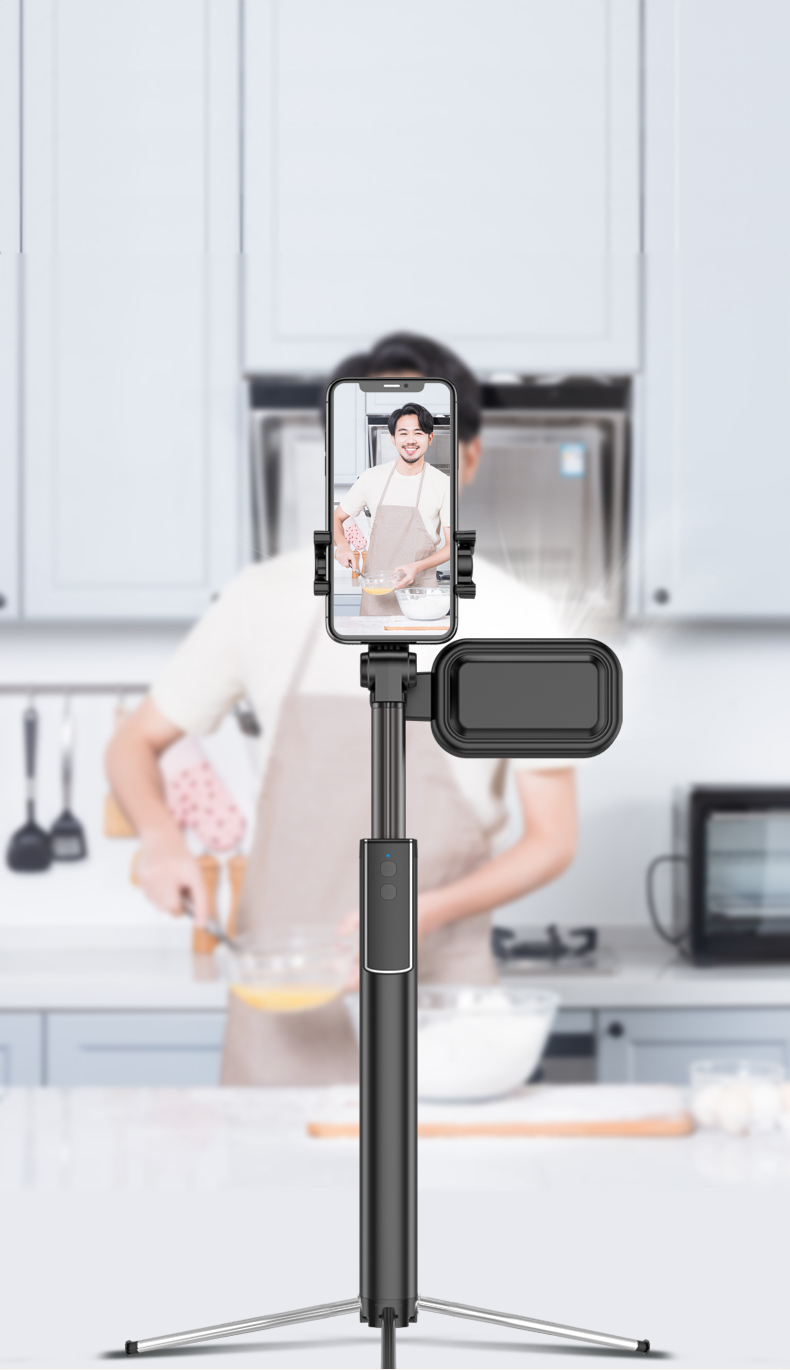 Bakeey-360-Degree-Rotating-Mini-Telescopic-bluetooth-Smart-Timer-Selfie-Stick-with-LED-Fill-Light-1916802-8