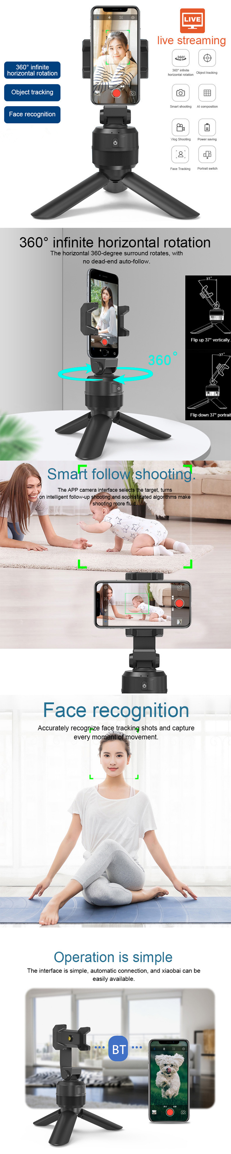 Bakeey-360deg-Intelligent-Auto-Face-Tracking-Mobile-Phone-Stand-Gimbal-Stabilizer-Tripod-for-Selfie--1824698-1