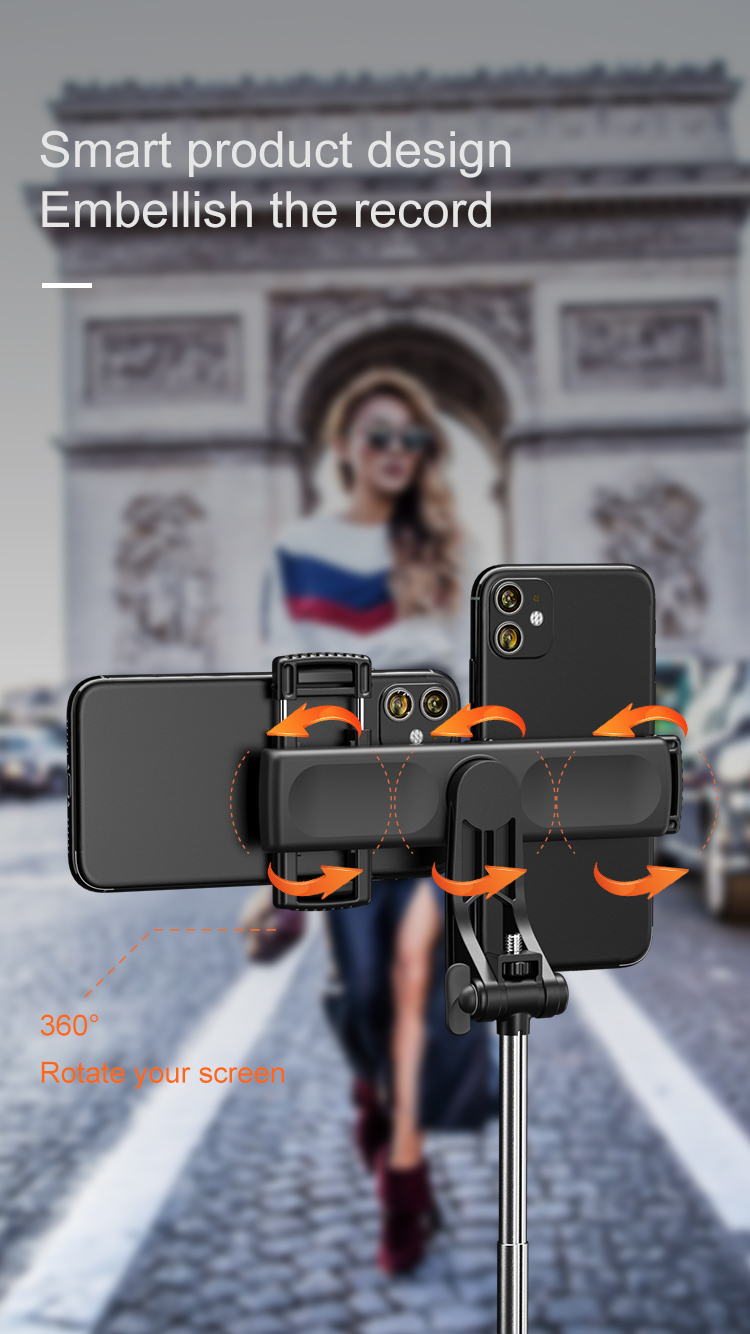 Bakeey-A31-Mobile-Phone-Tripod-Stand-Selfie-Stick-bluetooth-Control-Telescopic-Rotatable-Dual-Holder-1808672-4