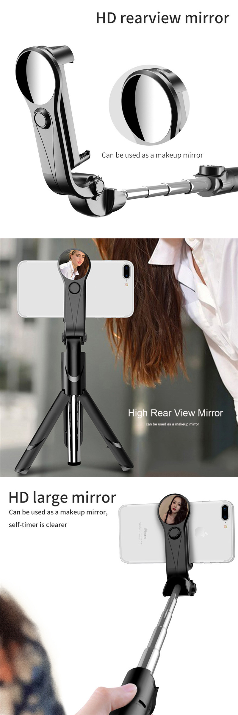 Bakeey-XT09S-Extendable-Rotation-bluetooth-Remote-Tripod-Selfie-Stick-With-Mirror-for-Live-Sport-Cel-1444684-3