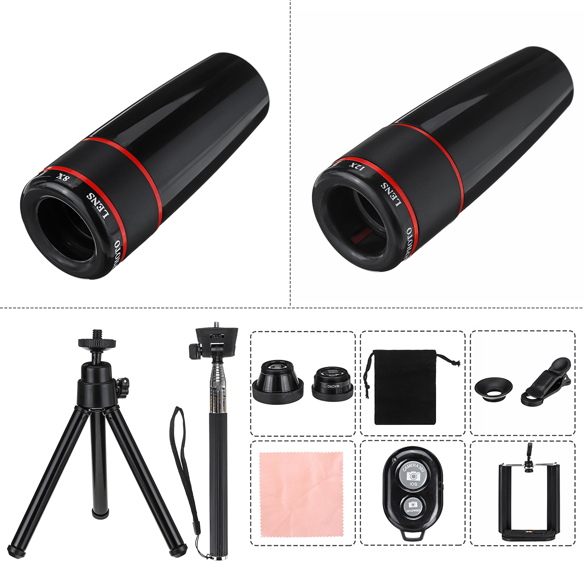 Portable-8X-12X-Telephoto-Phone-Lens-Kit-Wide-Angle-Macro-Fish-Eye-Lens-with-Selfie-Stick-Monopod-1653787-11