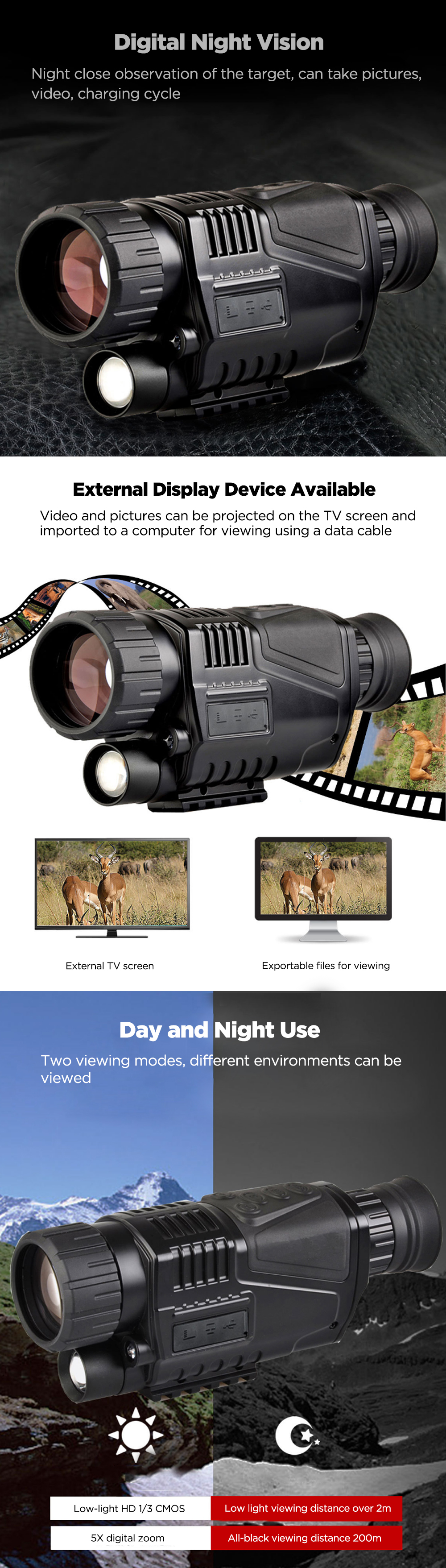 12MP-Hunting-Night-Vision-5X-200M-Infrared-32G-TF-Card-Monocular-Wildlife-HD-Digital-Camera-1851377-1