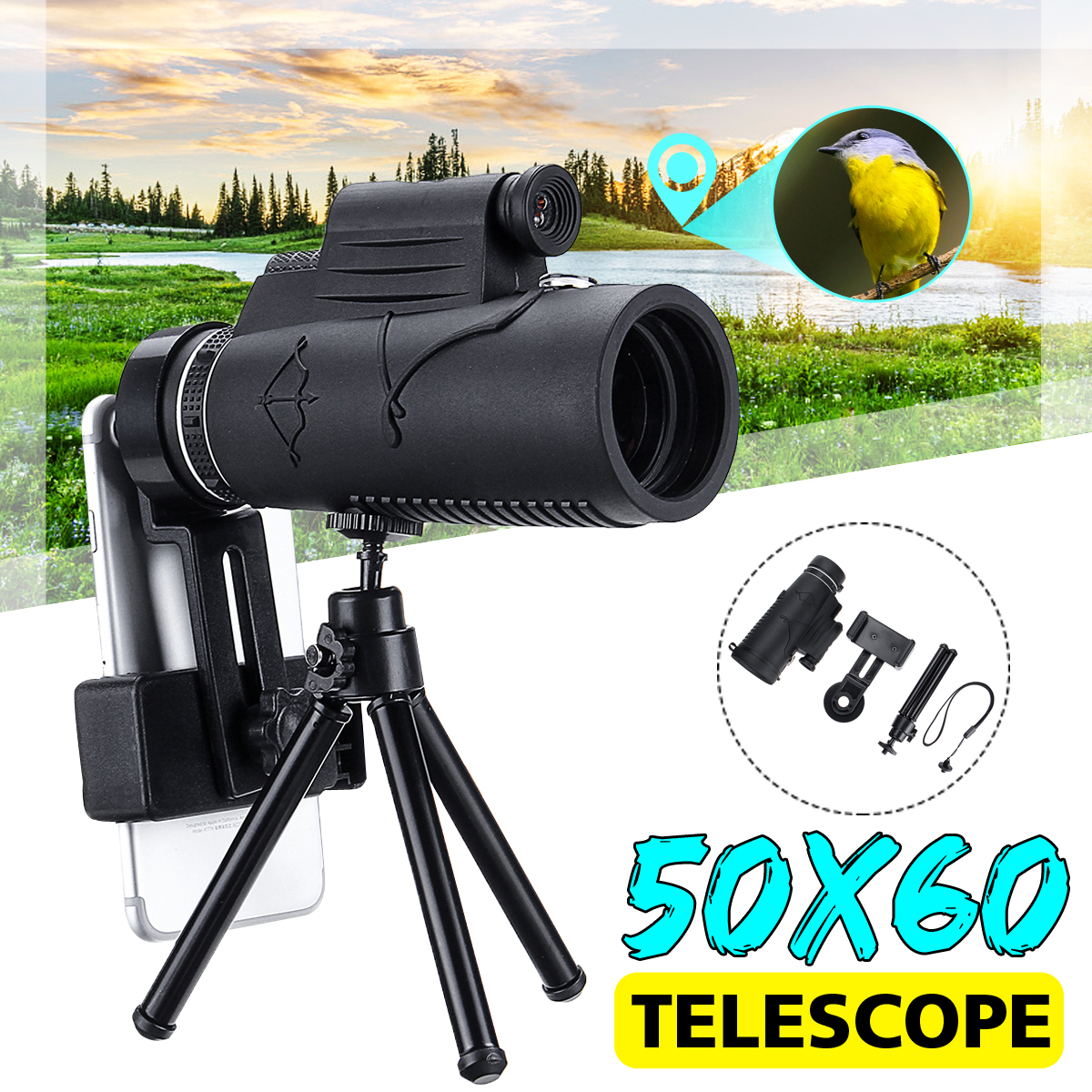 50x60-HD-Smart-Zoom-Optical-Telescope-Monocular-with-Illumination-Laser-TripodMobile-Phone-Clip-1600246-1