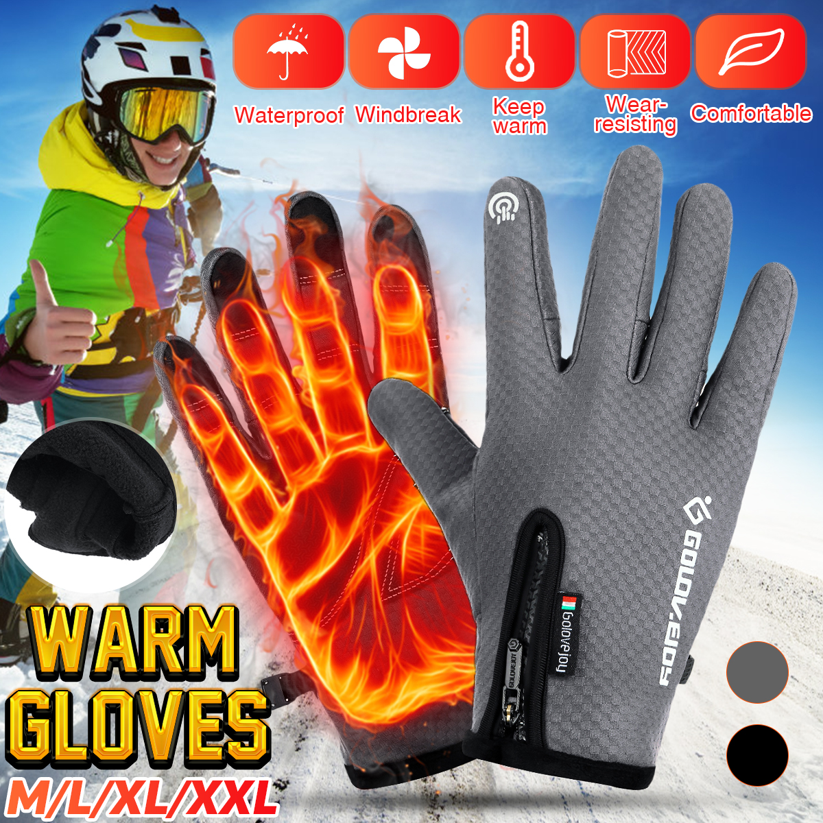 Windstopers-Skiing-Gloves-Anti-Slip-Touchscreen-Breathable-Water-Repellent-Zipper-Warm-Glove-1580293-1