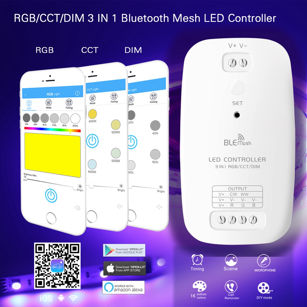 DC9V-24V-RGB-CCT-Dimmer-Timmer-3-in-1-Smart-bluetooth-Mesh-Networking-LED-Strip-Light-Controller-1341187-1