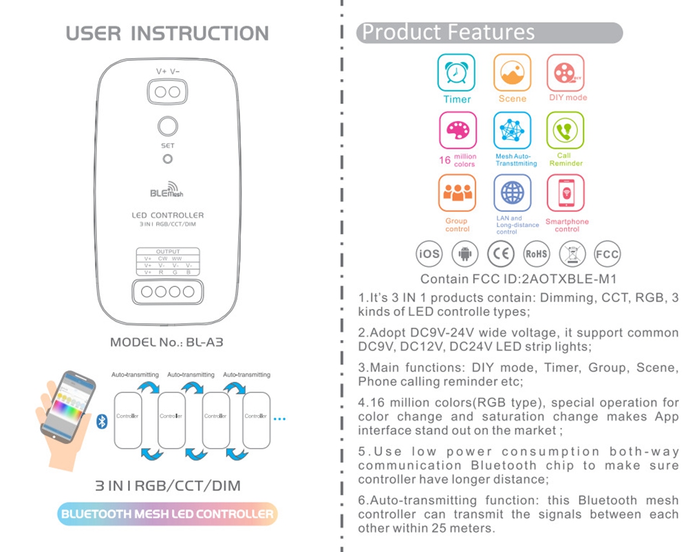 DC9V-24V-RGB-CCT-Dimmer-Timmer-3-in-1-Smart-bluetooth-Mesh-Networking-LED-Strip-Light-Controller-1341187-2