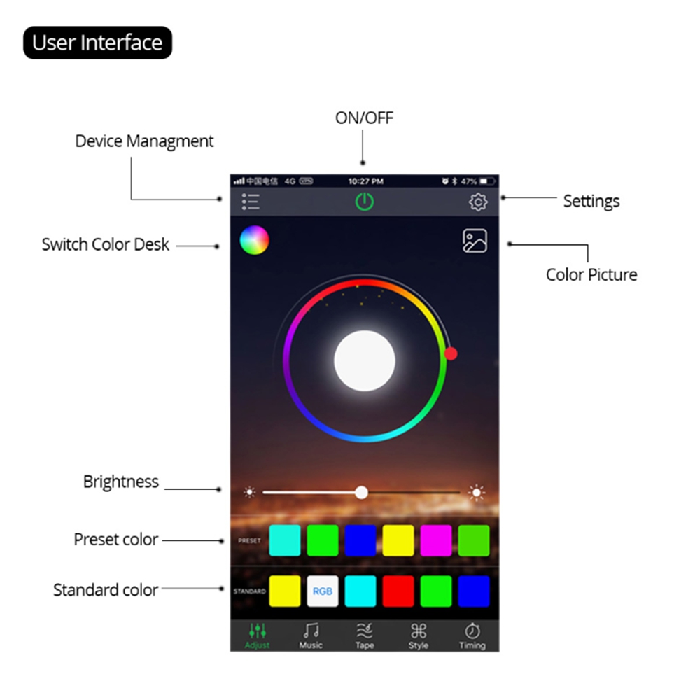 LUSTREON-45CM-Max-45W-USB-Mini-4Pins-LED-RGB-bluetooth-Strip-Light-APP-Controller-DC5V-1322636-9