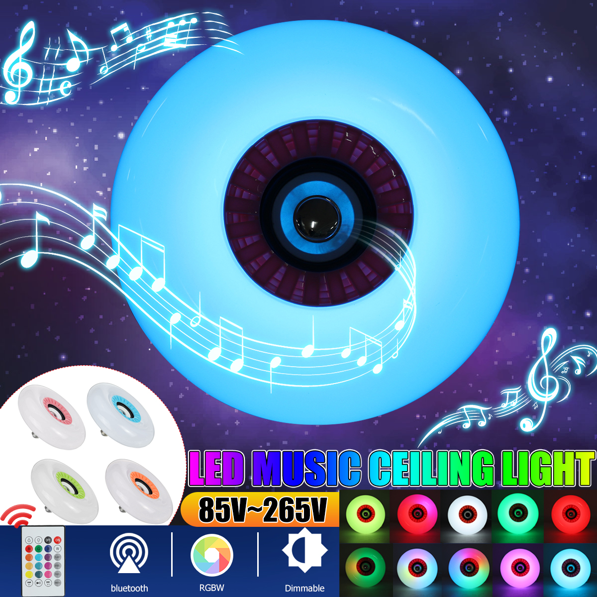 85-265V-E27-Smart-bluetooth--LED-Ceiling-Light-RGB-Music-Speeker-Dimmable-Lamp--Remote-1837972-2