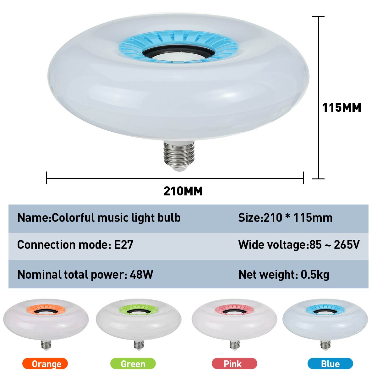 85-265V-E27-Smart-bluetooth--LED-Ceiling-Light-RGB-Music-Speeker-Dimmable-Lamp--Remote-1837972-5