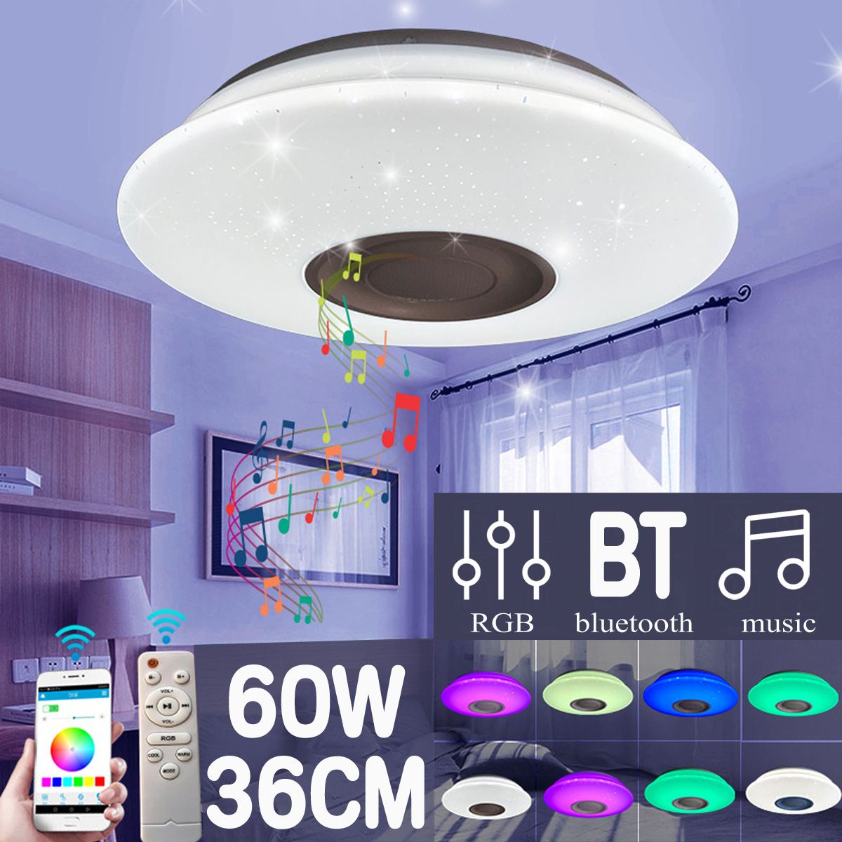 110-220V-60W-LED-Music-Ceiling-Light-RGB-Bluetooth-Remote-Control-Smart-Lamp-1704934-1