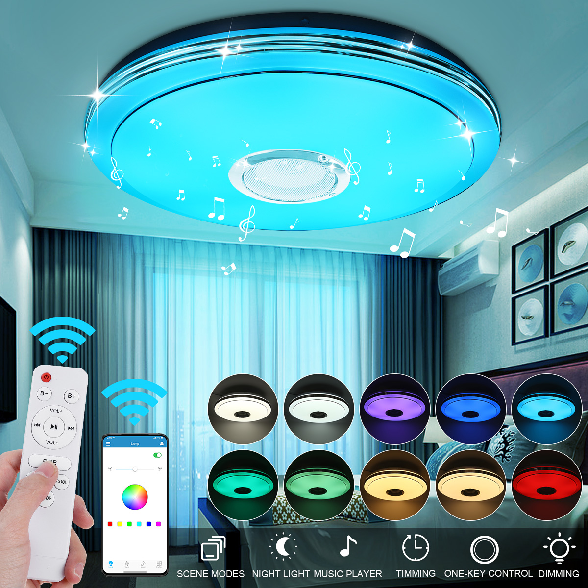 33CM-LED-Ceiling-Light-Lamp-RGB-bluetooth-Music-Speaker-Dimmable-Bedroom-Lamp-1757539-1