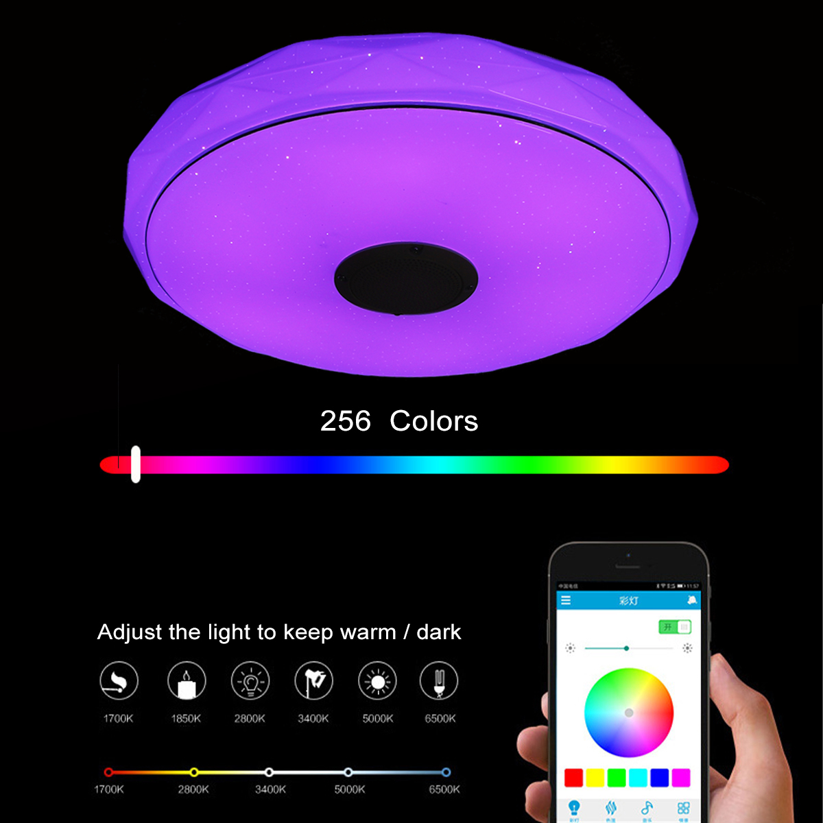 36W60W-34CM-Modern-LED-Music-Ceiling-Light-RGB-bluetooth-Speaker-Down-Lamp-APPRemote-Control-1755105-5