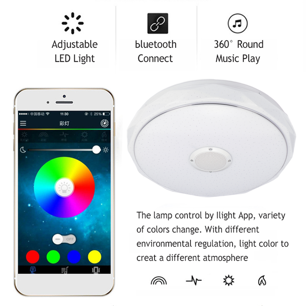 36W60W-34CM-Modern-LED-Music-Ceiling-Light-RGB-bluetooth-Speaker-Down-Lamp-APPRemote-Control-1755105-9