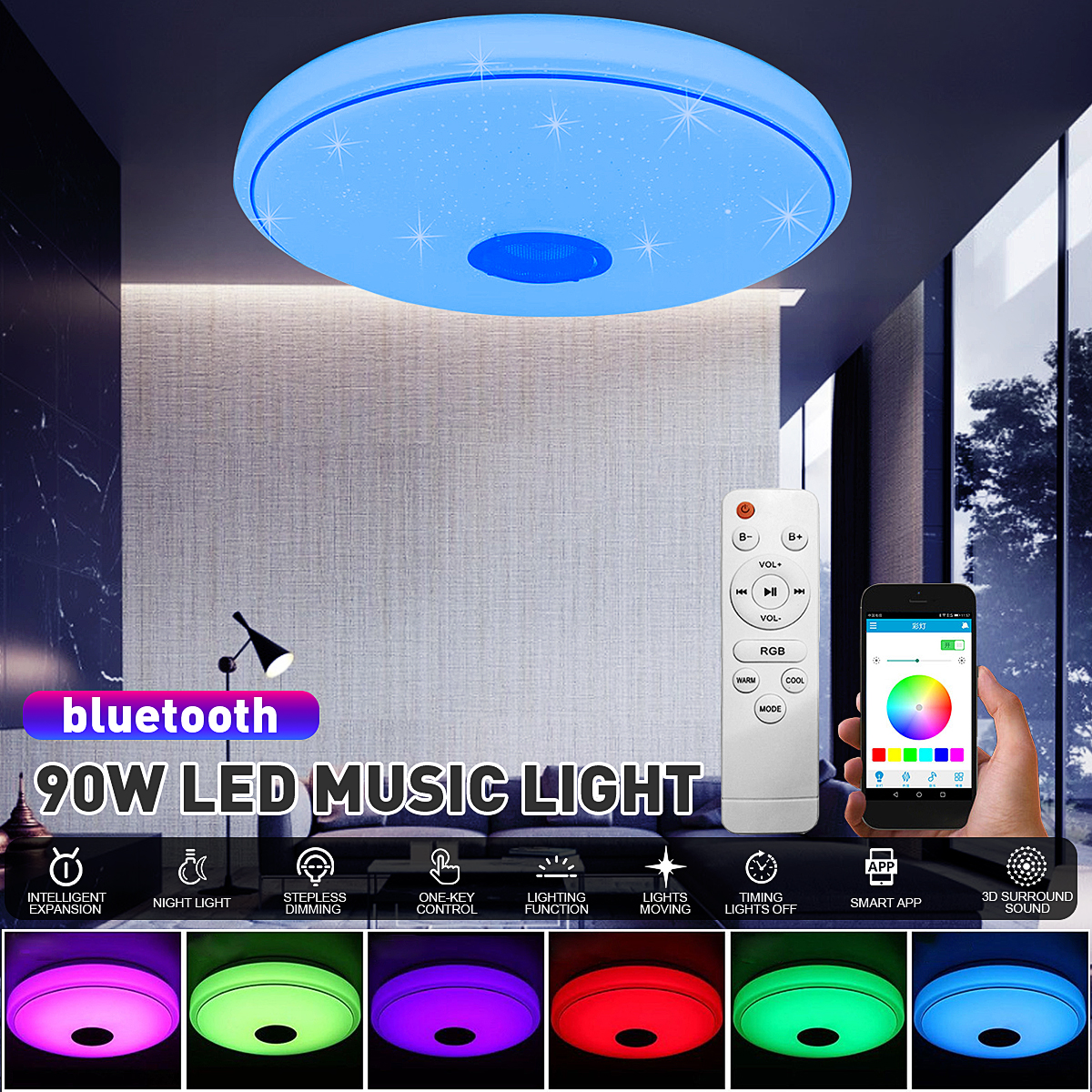 90W-Smart-Bluetooth-Music-LED-Ceiling-Light-Dimming-APP-Control-For-Bedroom-Lamp-1722164-1
