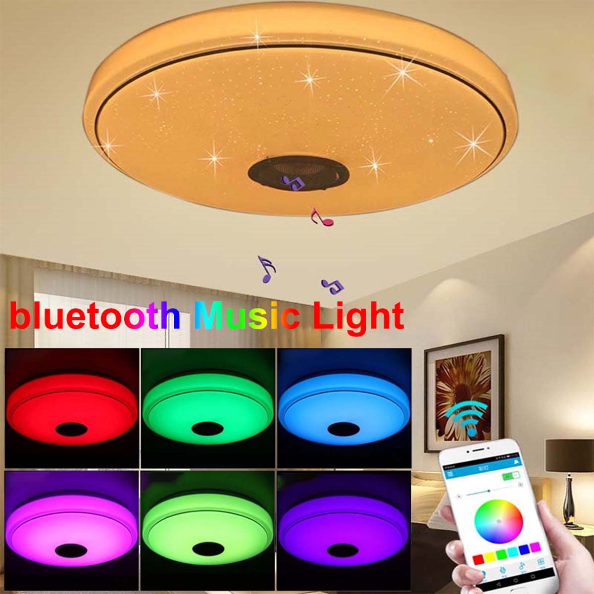 90W-Smart-Bluetooth-Music-LED-Ceiling-Light-Dimming-APP-Control-For-Bedroom-Lamp-1722164-2