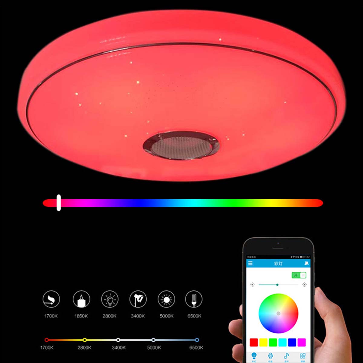 90W-Smart-Bluetooth-Music-LED-Ceiling-Light-Dimming-APP-Control-For-Bedroom-Lamp-1722164-4
