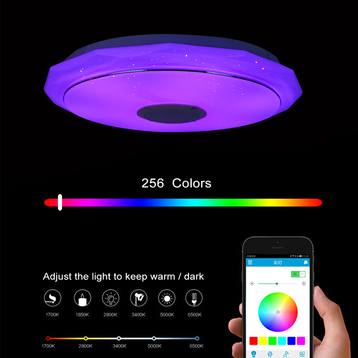 Bluetooth-WIFI-LED-Ceiling-Light-256-RGB-Music-Speeker-Dimmable-Lamp-APP-Remote-1713588-2
