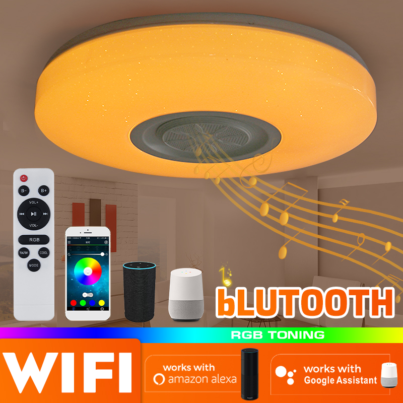 Bluetooth-WIFI-LED-Ceiling-Light-RGB-Music-Speaker-Dimmable-Lamp-APP-Remote-Room-1778597-2