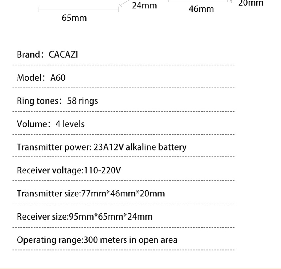 CACAZI-1-Receiver-1-Transmitter-EU-Plug-300M-Remote-LED-Indicator-Wireless-Waterproof-AC-Doorbell-1549975-5