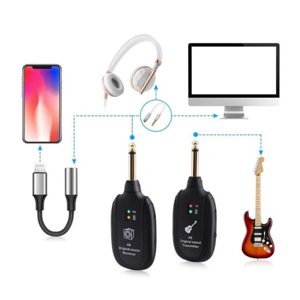 A8-4-Channels-Guitar-Pickup-Wireless-System-Transmitter-Receiver-Built-In-Rechargeable-Lithium-Batte-1900468-3