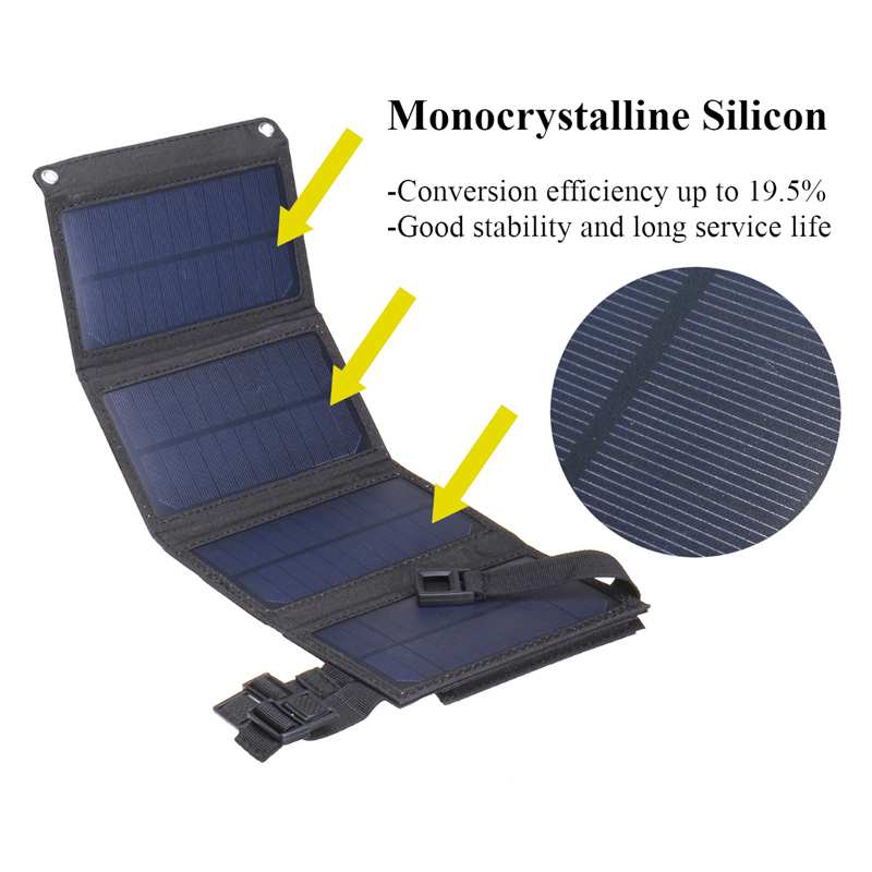 CamouflageBlack-7W--55V-Folding-Monocrystalline-Silicon-Solar-Panel-With-Two-CarabinerUSB-Port-1447262-3