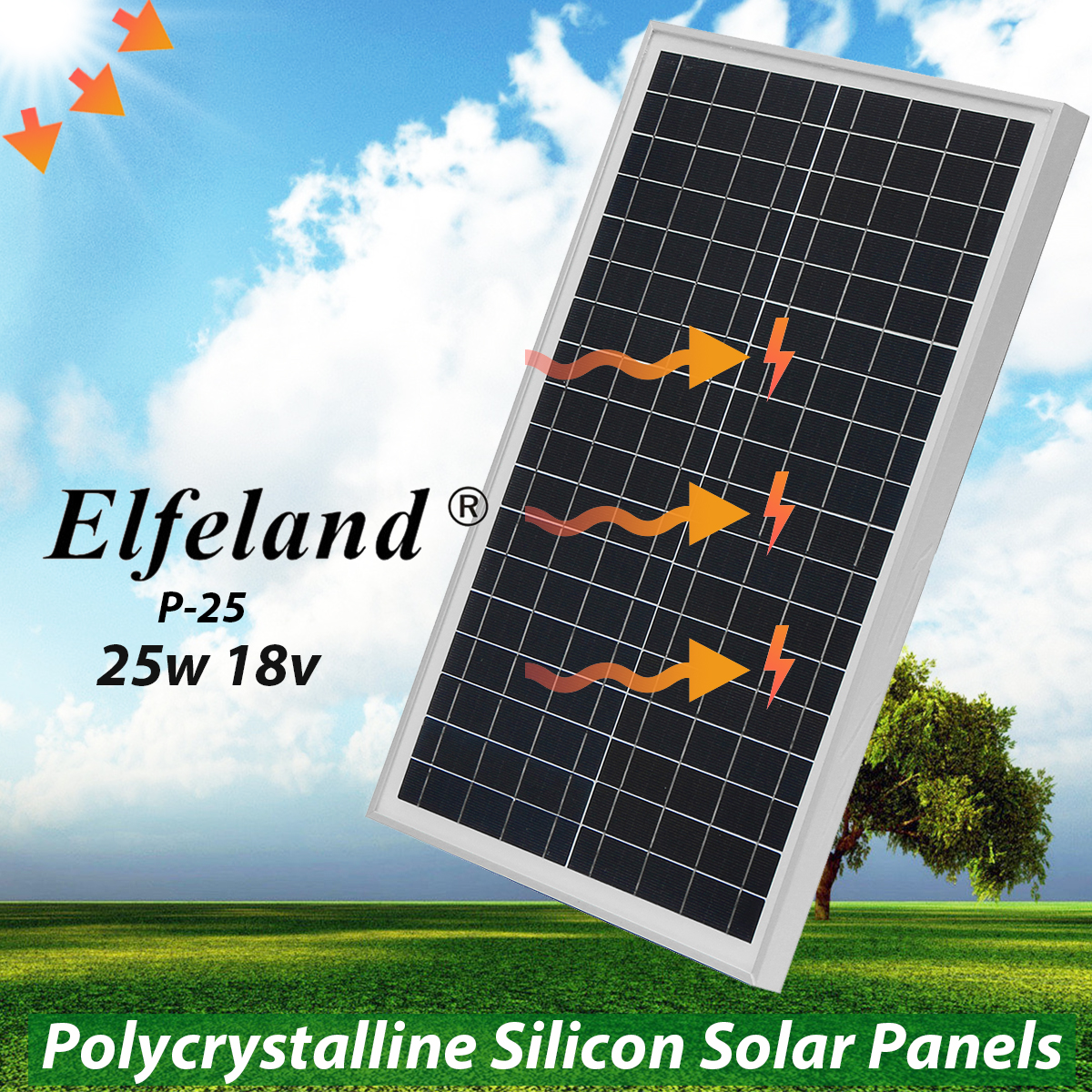 Elfeland-P-25-25W-18V-BlackSilver-52535025mm-Monocrystalline-Silicon-Solar-Panel-1268305-1