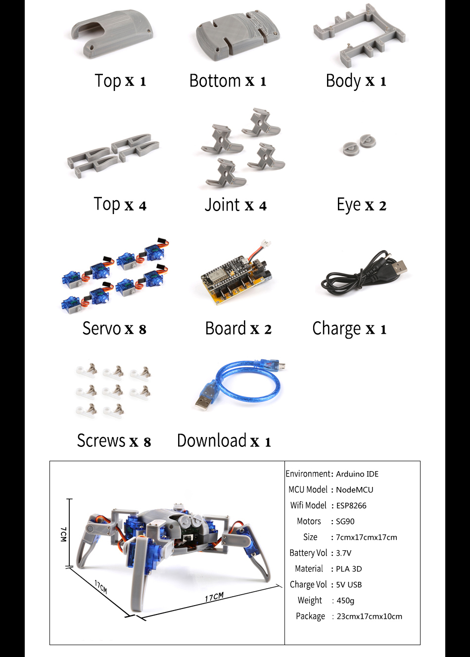 DIY-Quadruped-Spider-Robot-Kit-STEM-Crawling-Robot-for-Programming-1847994-2