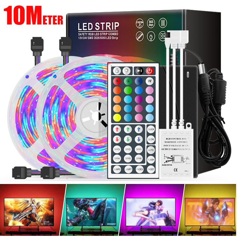 25M-Waterproof-DC12V-LED-Strip-Light-3528-RGB-Color-Home-LampIR-Remote-ControlUS-Plug-Power-Adapter--1674740-1