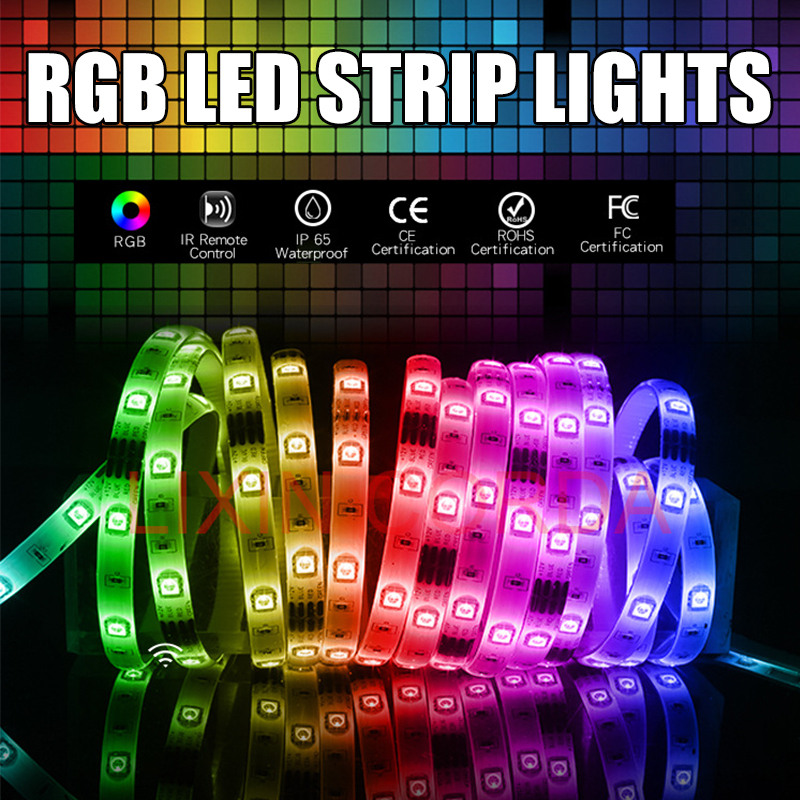 25M-Waterproof-DC12V-LED-Strip-Light-3528-RGB-Color-Home-LampIR-Remote-ControlUS-Plug-Power-Adapter--1674740-3