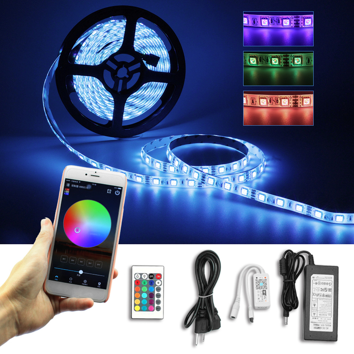 2PCS-5M-5050-SMD-RGB-Waterproof-LED-Strip-Lights--Wifi-Alexa-Amazon-Controller--DC12V-Power-Supply-1284086-1