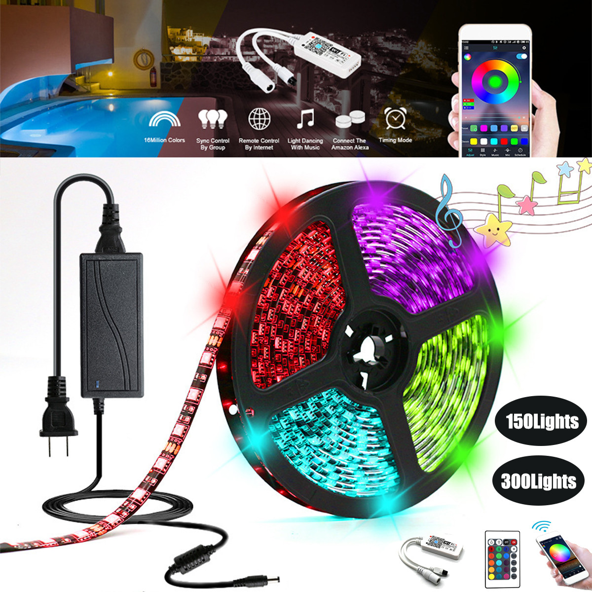 Waterproof-5M-SMD5050-RGB-LED-Strip-Light--WiFi-Controller--24Keys-Remote-Control-Power-Adapter-DC12-1622513-1