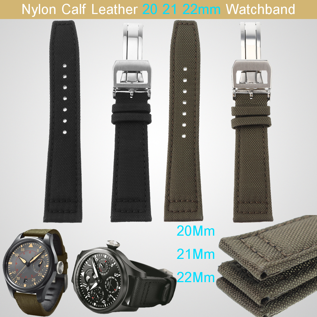20mm-21mm-22mm-Nylon-Calf-Leather-Wristband-Watch-Band-Smart-Watch-Strap-Replacement-1644158-2
