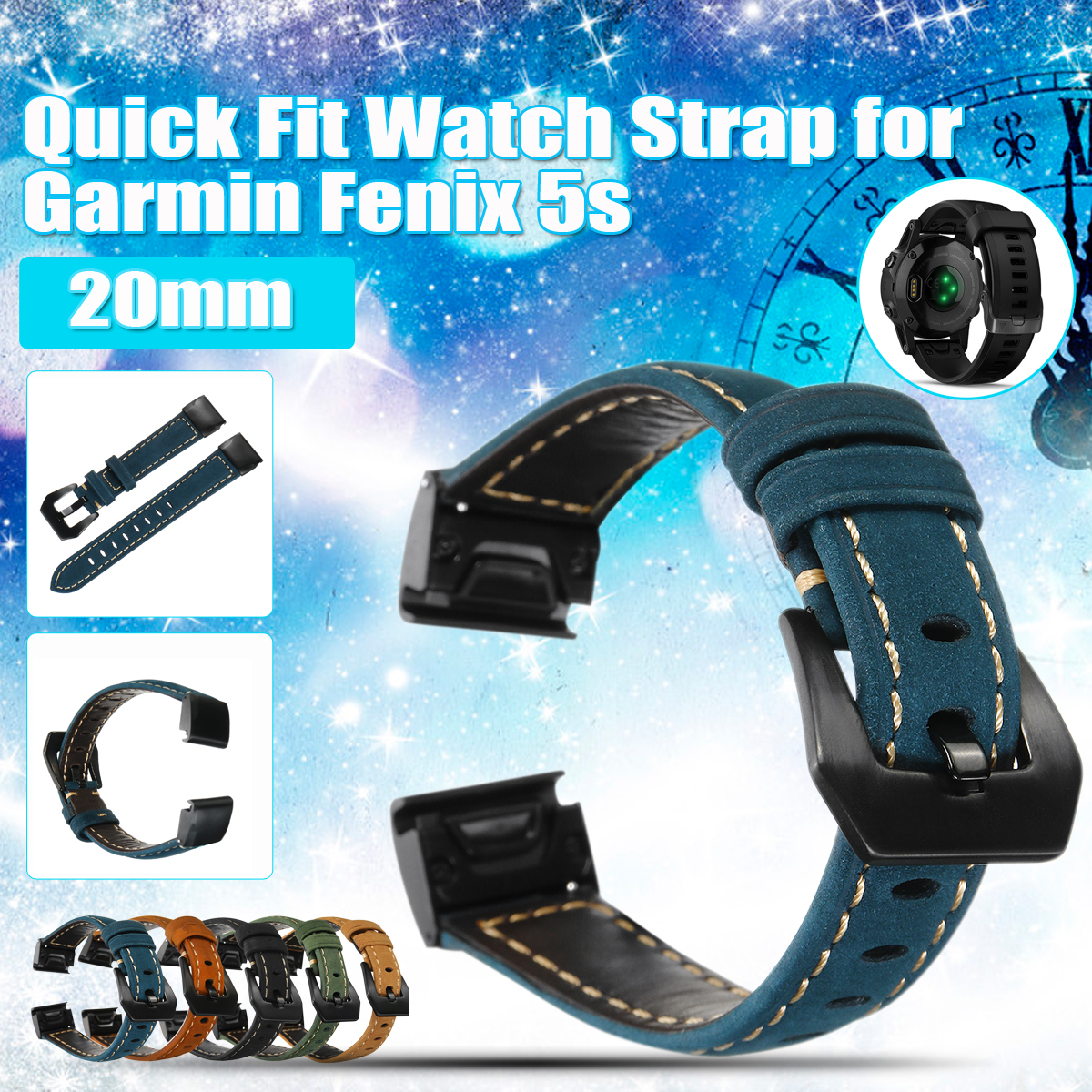 20mm-Leather-Watch-Strap-Quick-Fit-Watch-Band-Replacement-for-Garmin-Fenix-5s-Smart-Watch-1674155-1