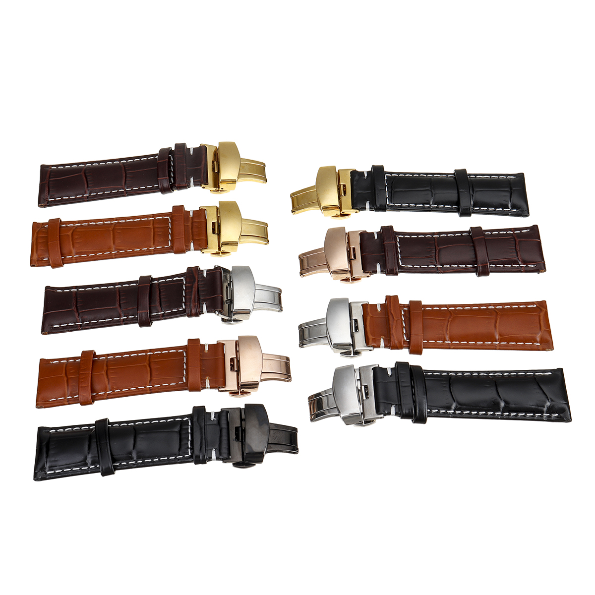 22MM-Genuine-Leather-Watch-Band-Strap-Kit-Butterfly-Buckle-Deployment-Clasp-1658487-2