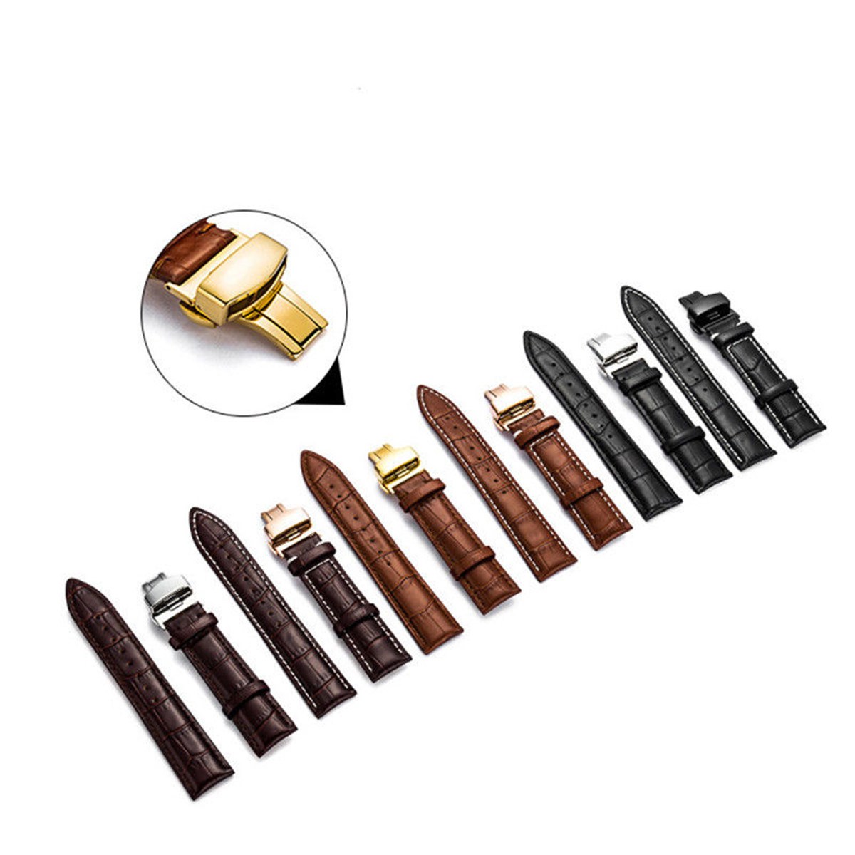 22MM-Genuine-Leather-Watch-Band-Strap-Kit-Butterfly-Buckle-Deployment-Clasp-1658487-3