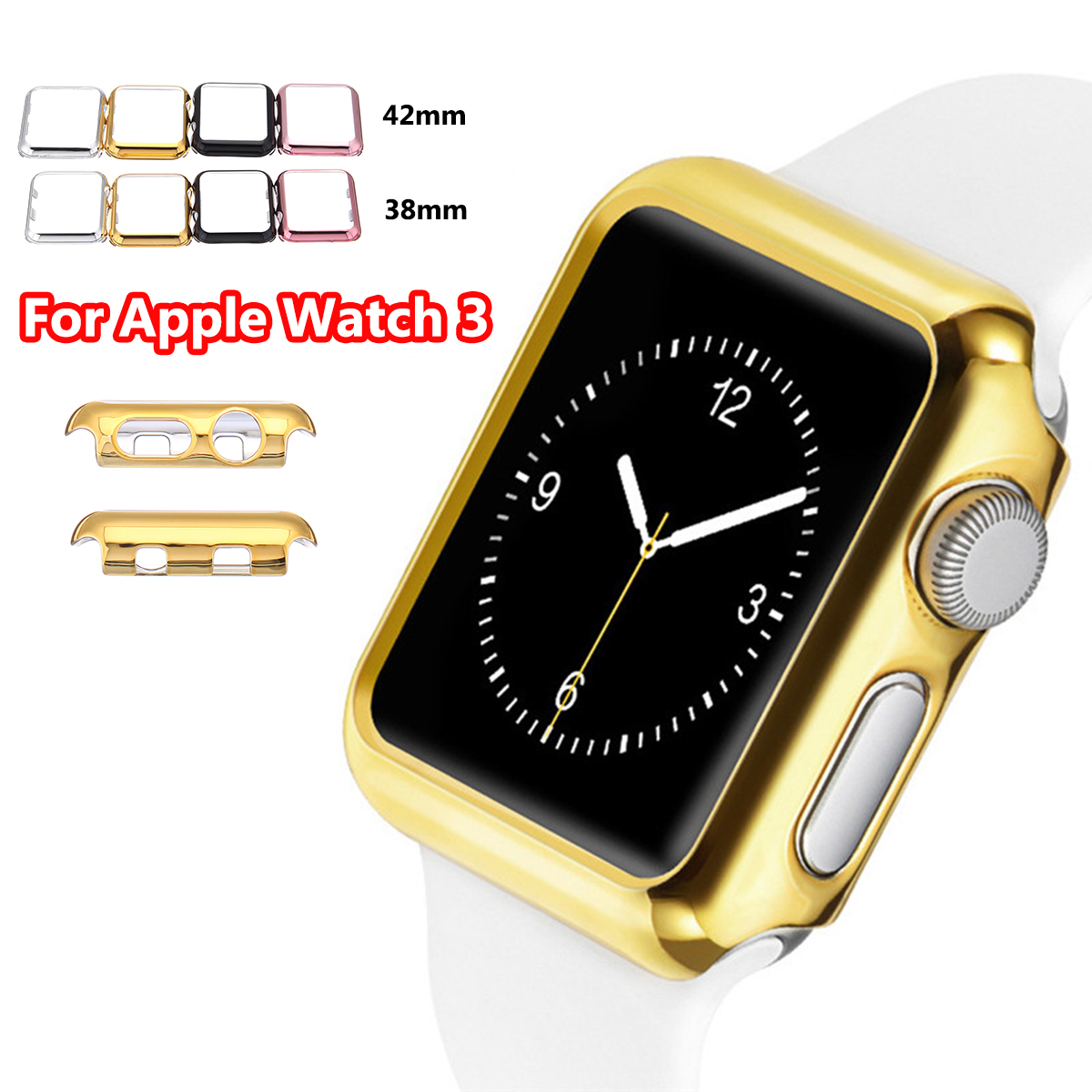3842mm-Plating-PC-Front-Case-Screen-Protector-Cover-for-Apple-Watch-Series-3-1272084-3
