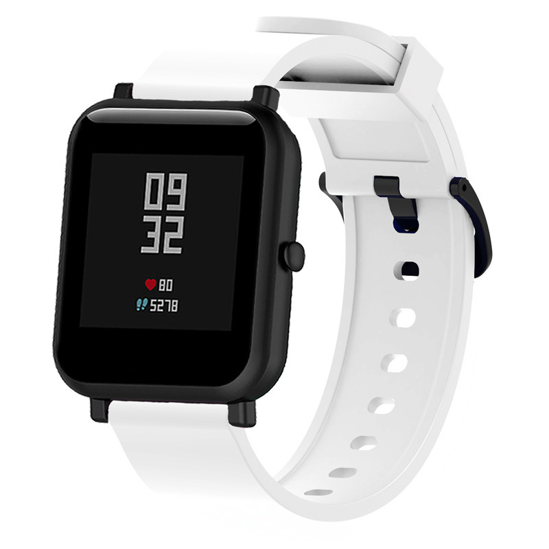 Bakeey-20MM-Monochrome-Silicone-Black-Buckle-Smart-Watch-Band-Replacement-Strap-For-Amazfit-Bip-1697670-2