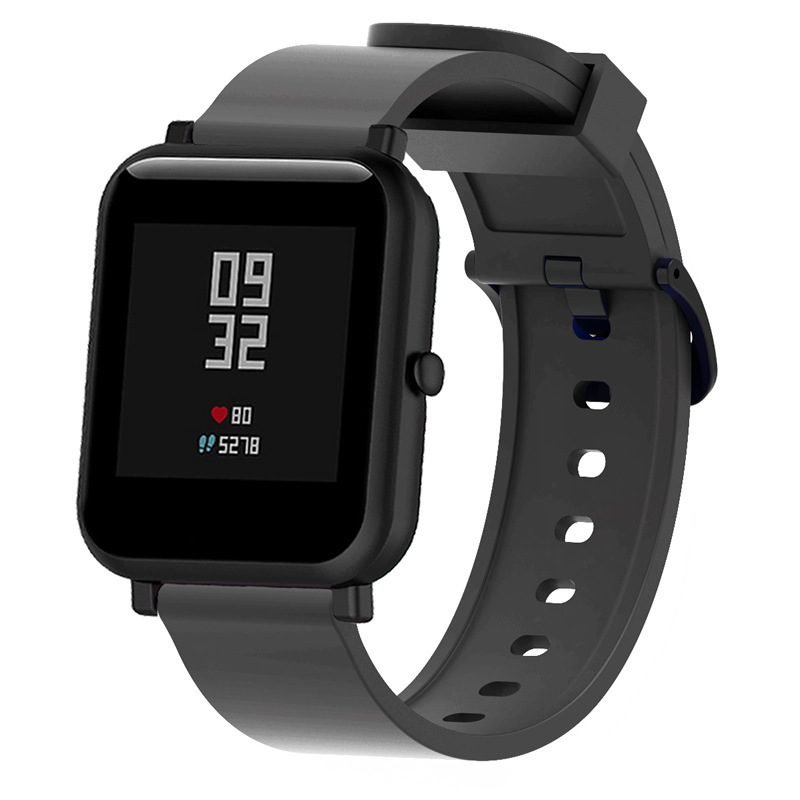 Bakeey-20MM-Monochrome-Silicone-Black-Buckle-Smart-Watch-Band-Replacement-Strap-For-Amazfit-Bip-1697670-3