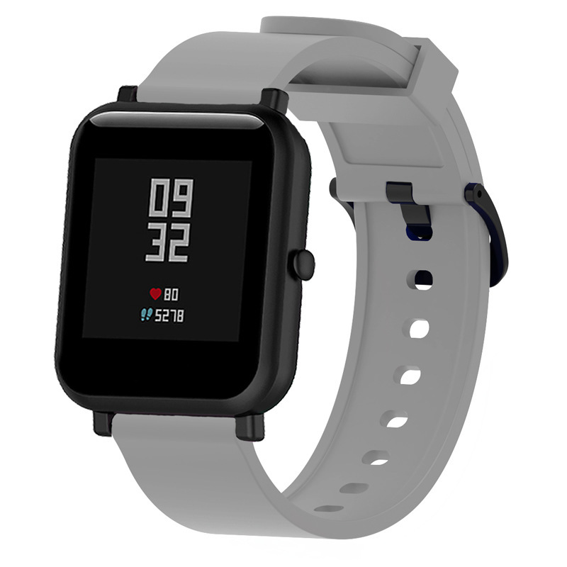 Bakeey-20MM-Monochrome-Silicone-Black-Buckle-Smart-Watch-Band-Replacement-Strap-For-Amazfit-Bip-1697670-7