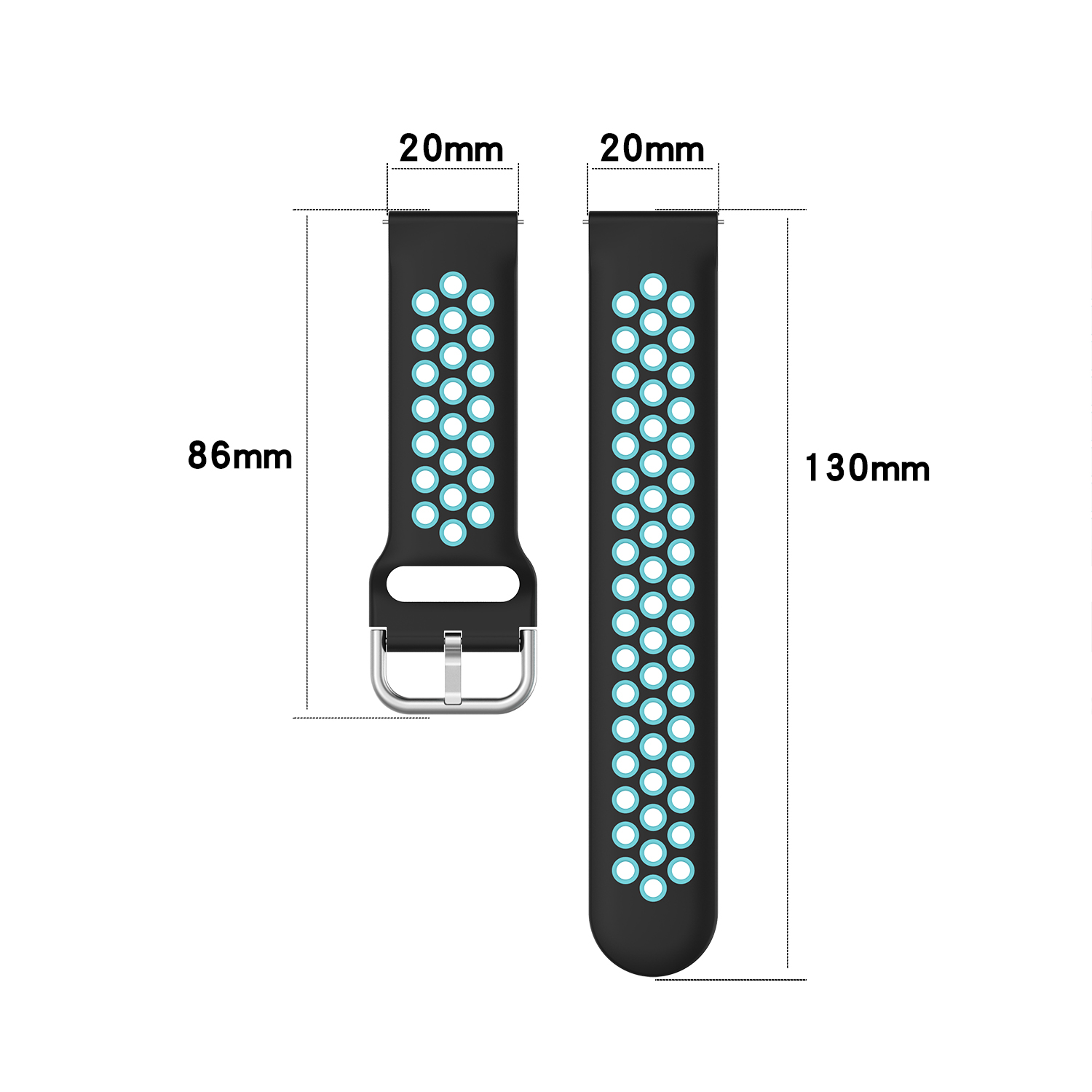 Bakeey-20MM-Silicone-Dual-Color-Stomata-Sports-Smart-Watch-Band-Replacement-Strap-For-Garmin-Vivoact-1697671-3