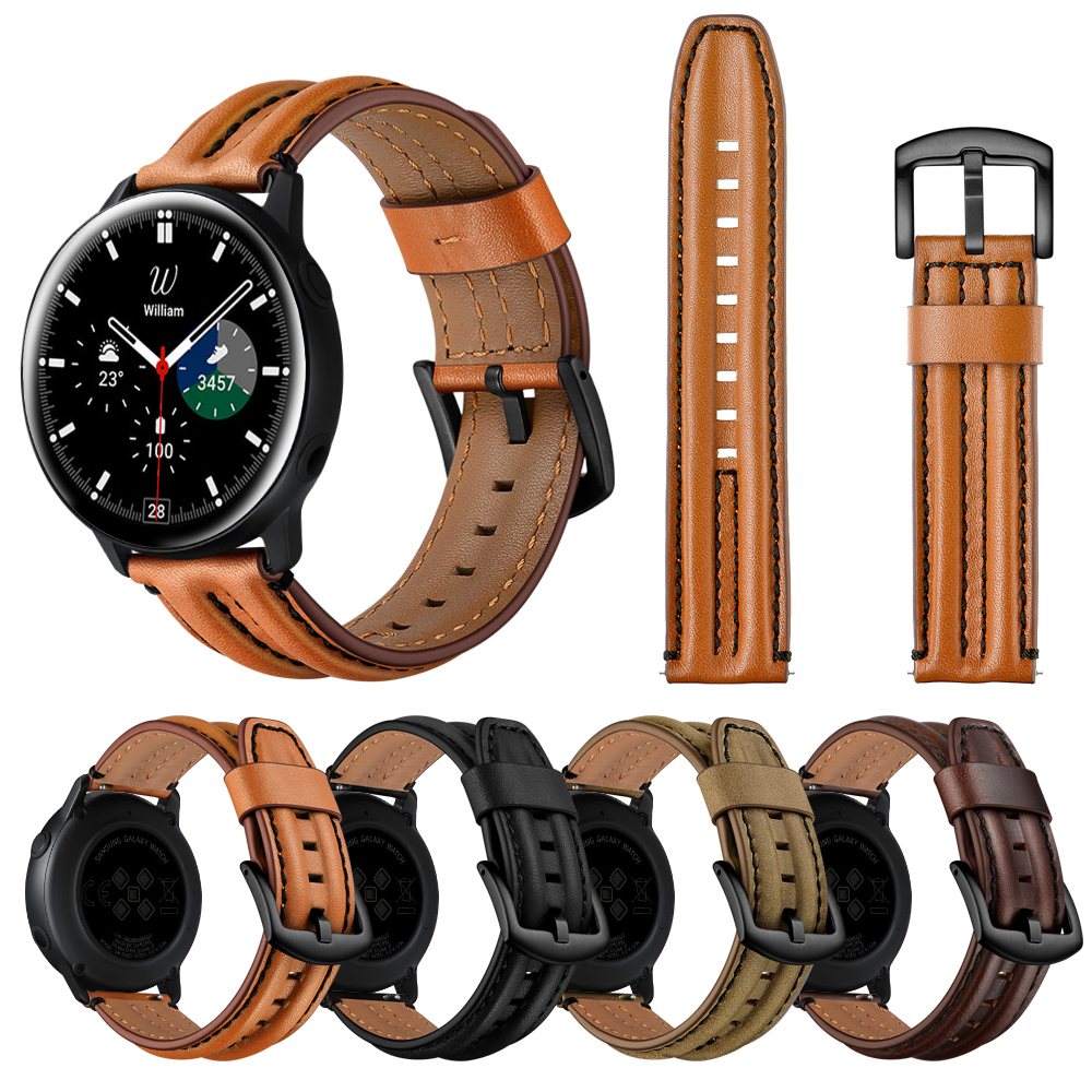 Bakeey-20MM-Universal-Keel-Leather-Watch-Band-Strap-Replacement-for-Samsung-Galaxy-Watch4-Classic-1893598-1