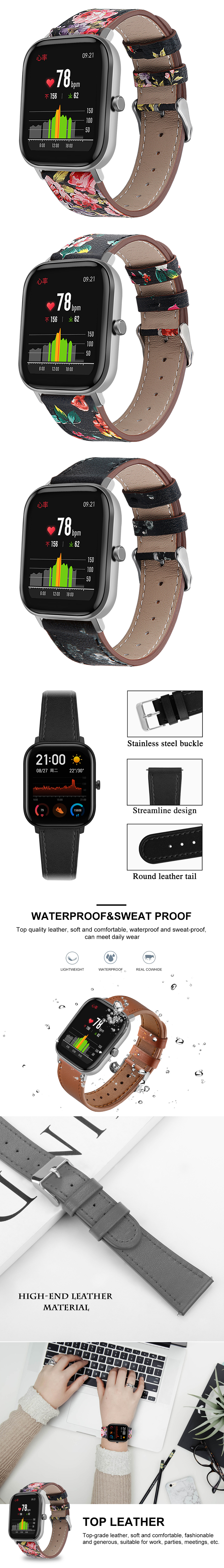 Bakeey-20mm-Genuine-Leather-Watch-Band-For-Amazfit-GTSBipBip-Lite-Smart-Watch-1607084-2