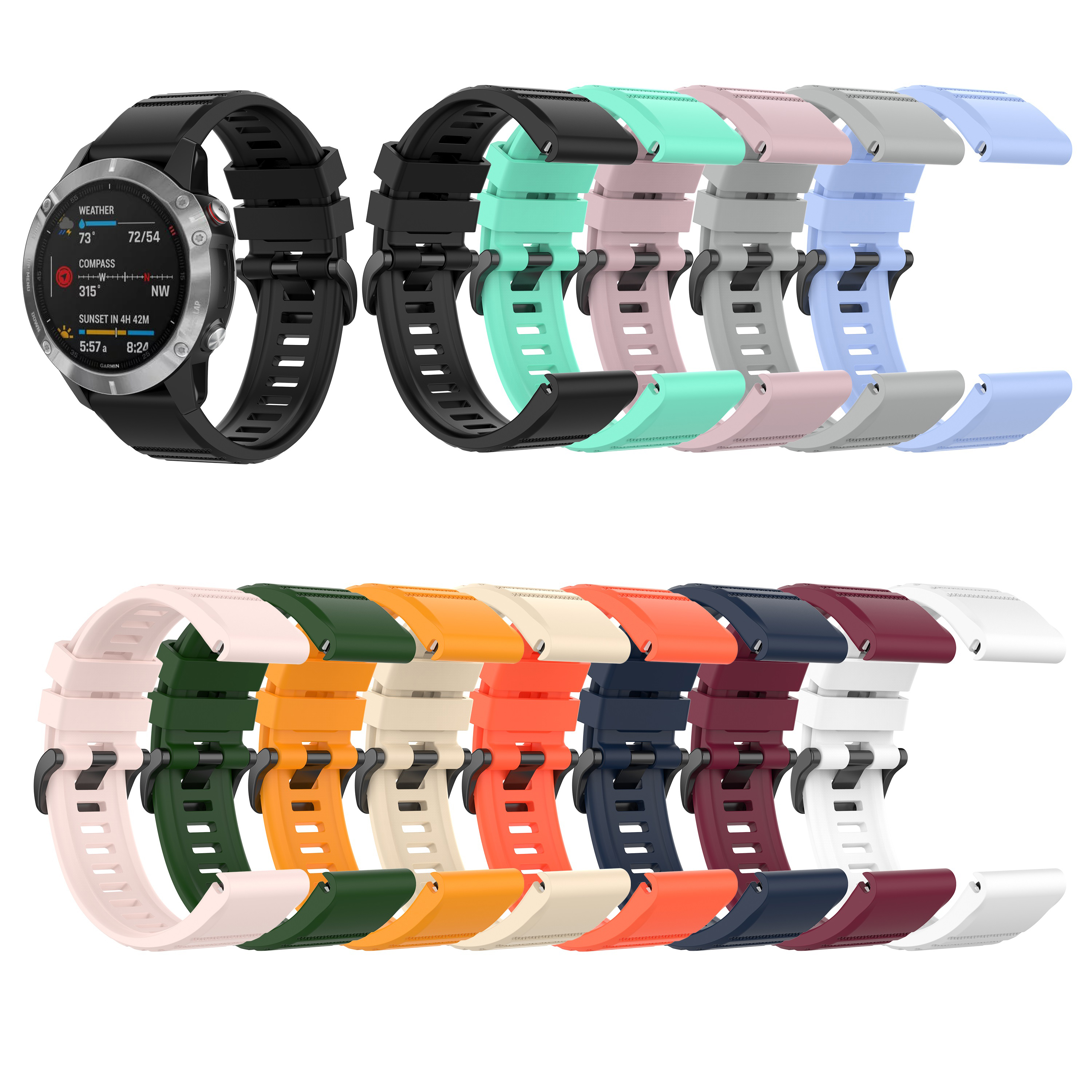 Bakeey-22MM-Universal-Silicone-Watch-Band-for-Garmin-Fenix-6-Fenix-5-Smart-Watch-1750214-1