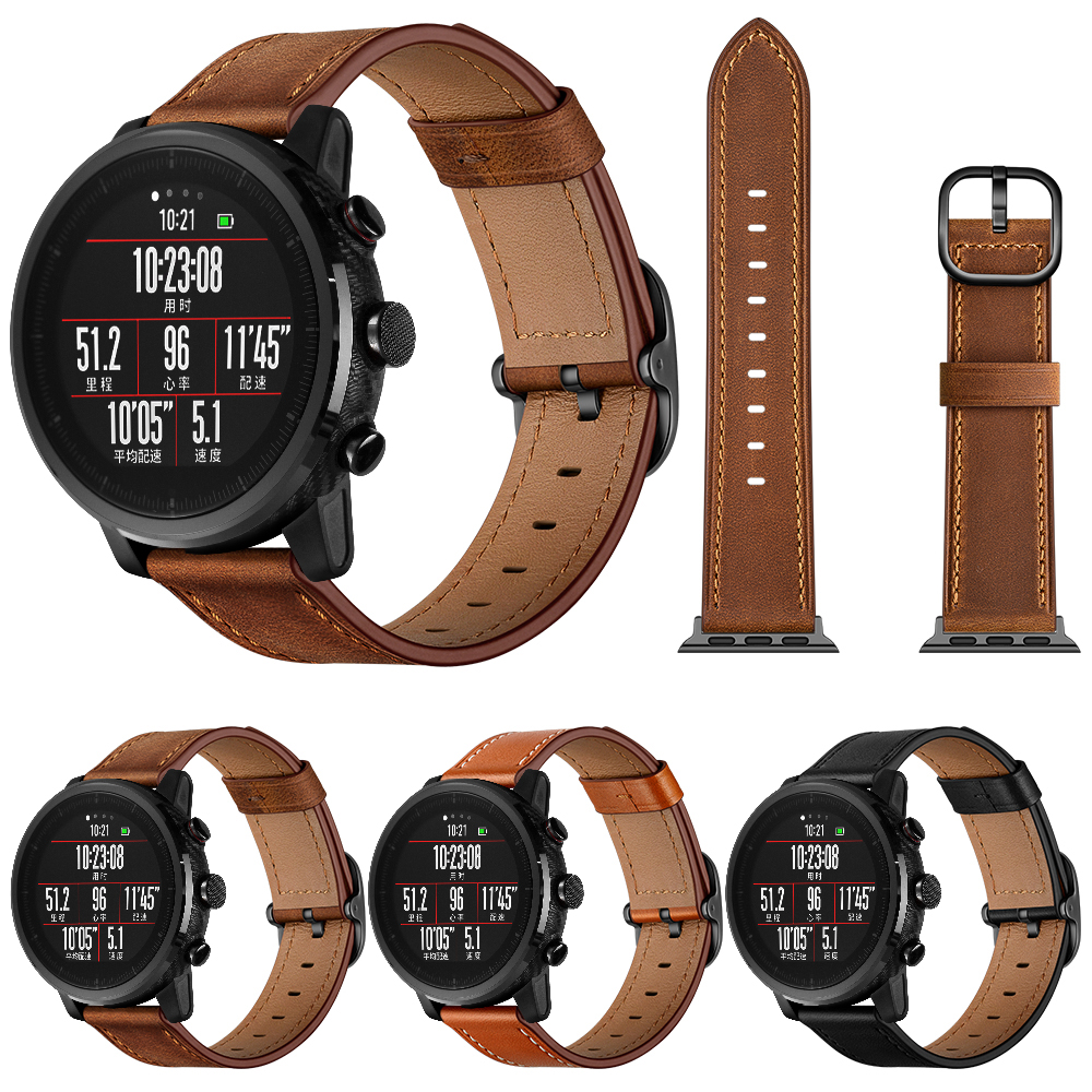 Bakeey-22mm-First-Layer-Genuine-Leather-Replacement-Strap-Smart-Watch-Band-for-Amazfit-Smart-Sport-W-1737092-1