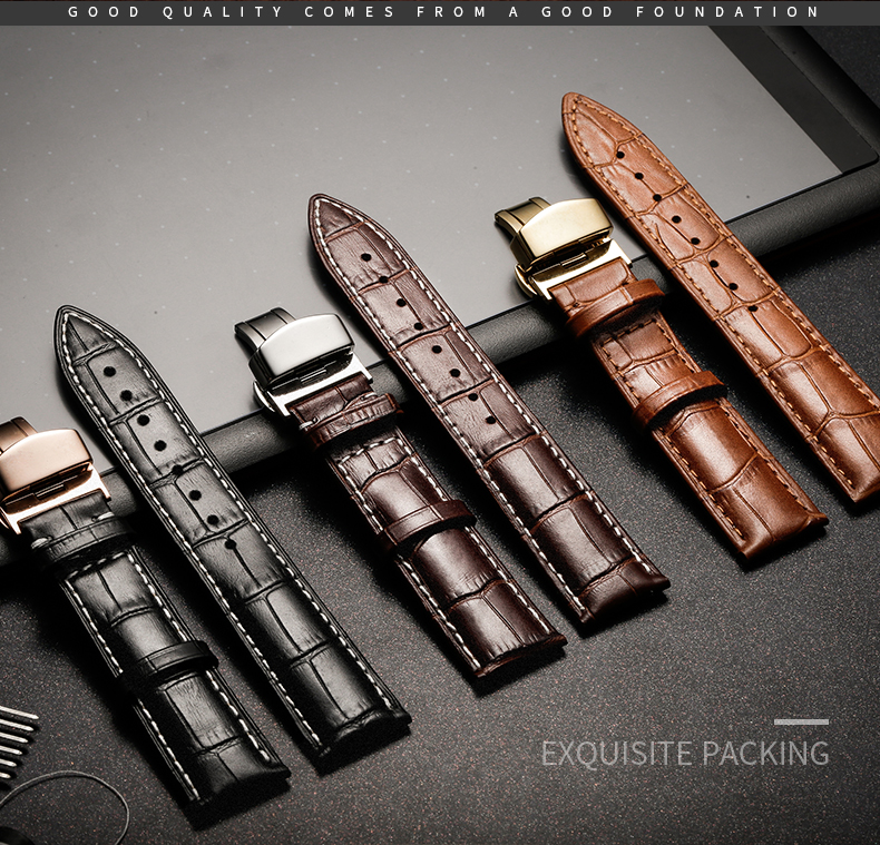 Bakeey-22mm-Genuine-Leather-Strap-Replacement-Alligator-Grain-Watch-Band-1463646-10